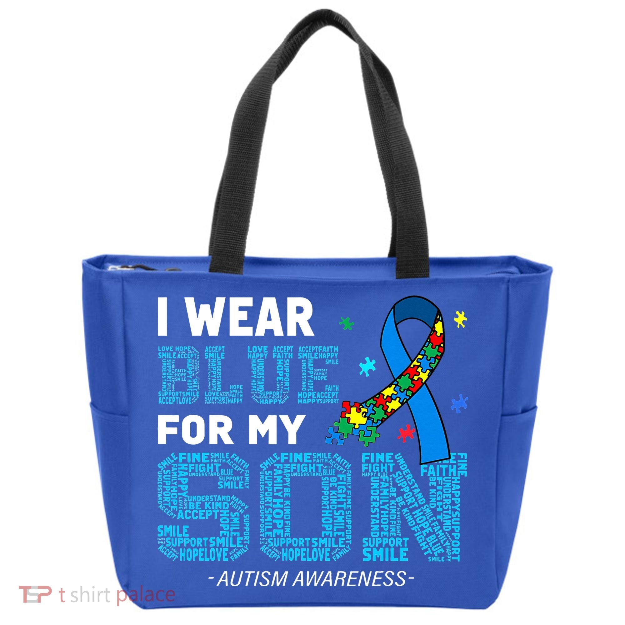 I Wear Blue For My Son Autism Awareness Mom Dad Tote Bag
