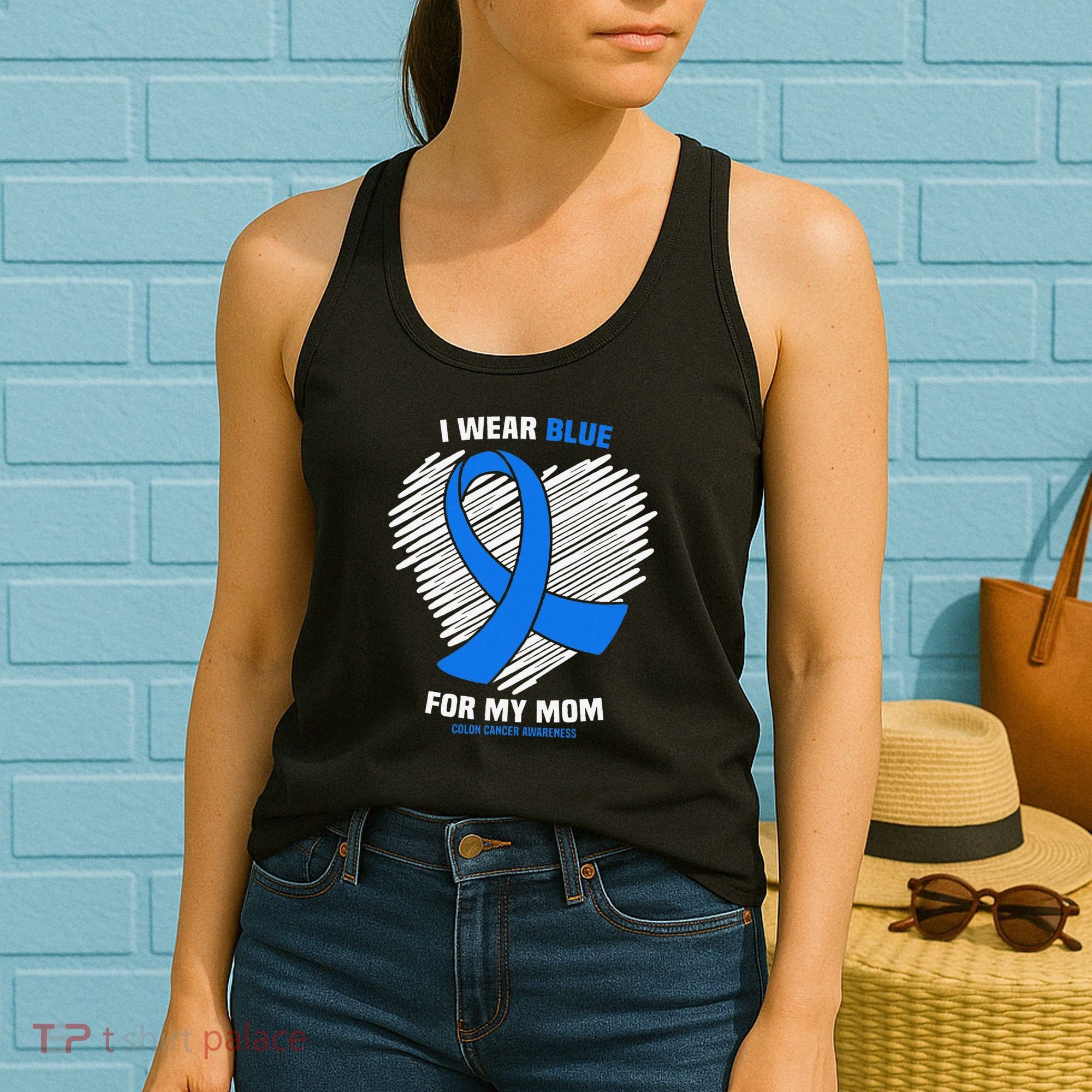 I Wear Blue For My Mom Colon Cancer Awareness Women's Tank Top