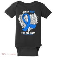 I Wear Blue For My Mom Colon Cancer Awareness Baby Bodysuit thumb 0