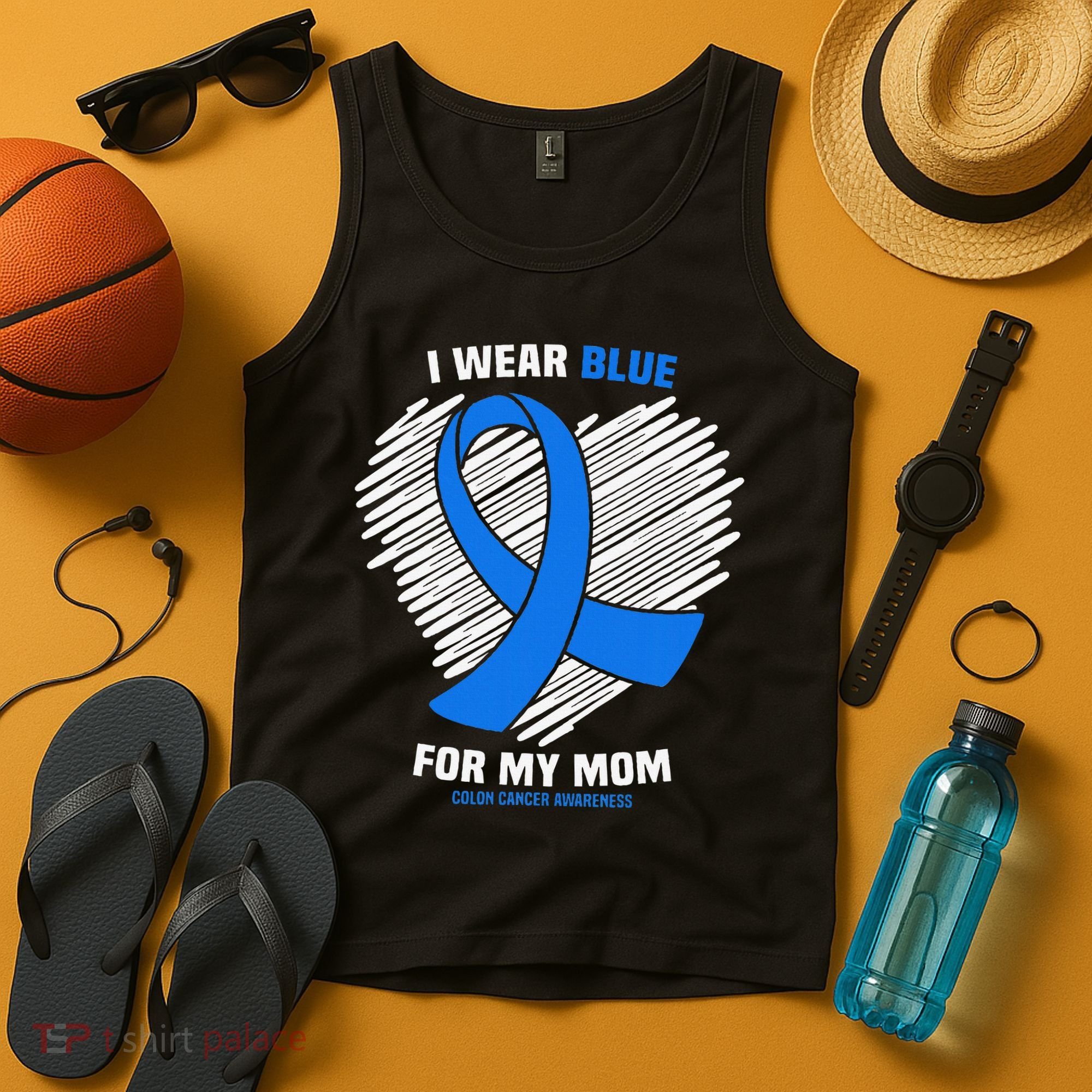 I Wear Blue For My Mom Colon Cancer Awareness Tank Top