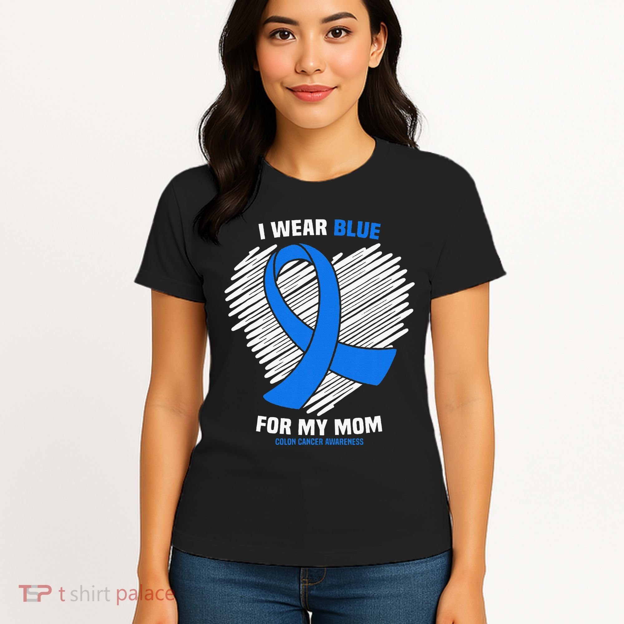 I Wear Blue For My Mom Colon Cancer Awareness Women's T-Shirt