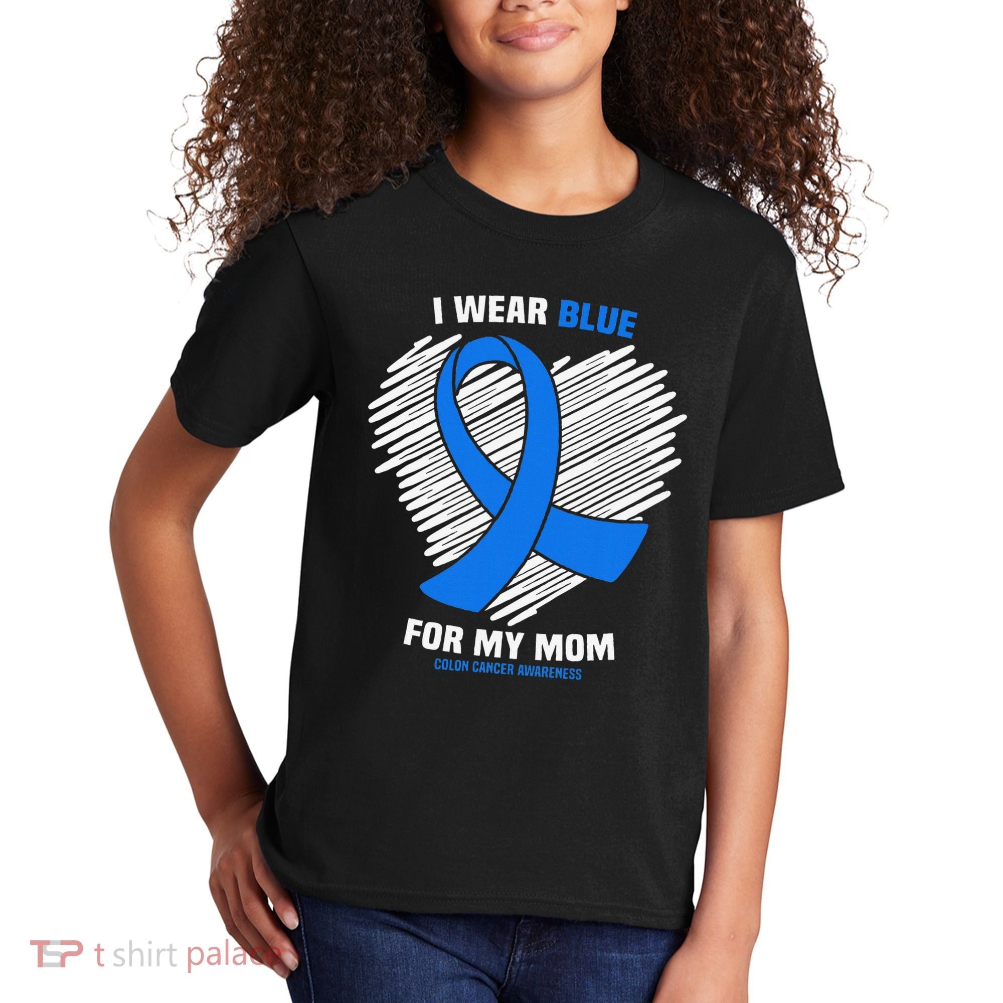 I Wear Blue For My Mom Colon Cancer Awareness Kids T-Shirt