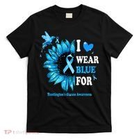 I Wear Blue For Huntington's Disease Awareness Sunflower T-Shirt thumb 0