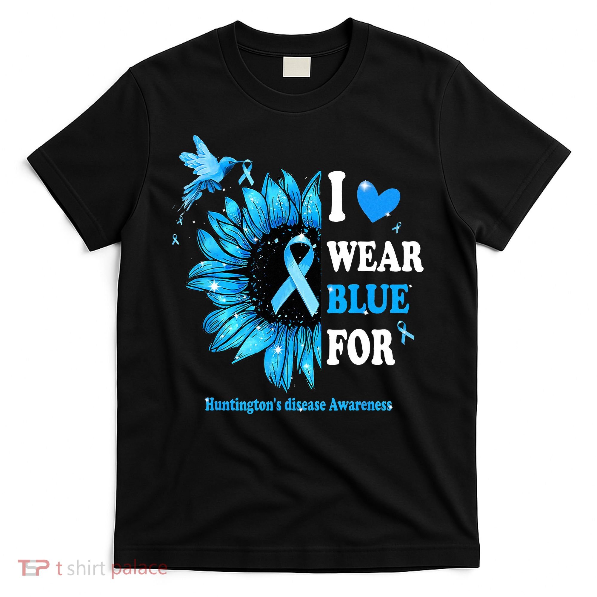 I Wear Blue For Huntington's Disease Awareness Sunflower T-Shirt
