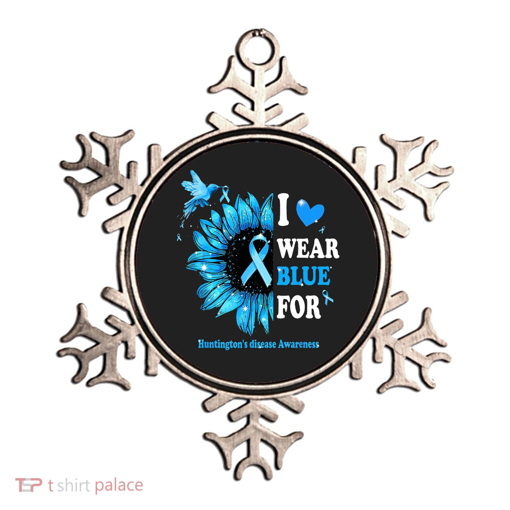 I Wear Blue For Huntington's Disease Awareness Sunflower Ornament