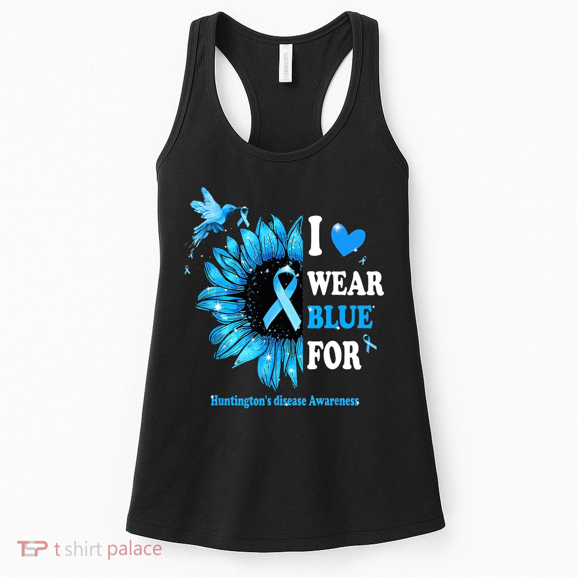 I Wear Blue For Huntington's Disease Awareness Sunflower Women's Tank Top