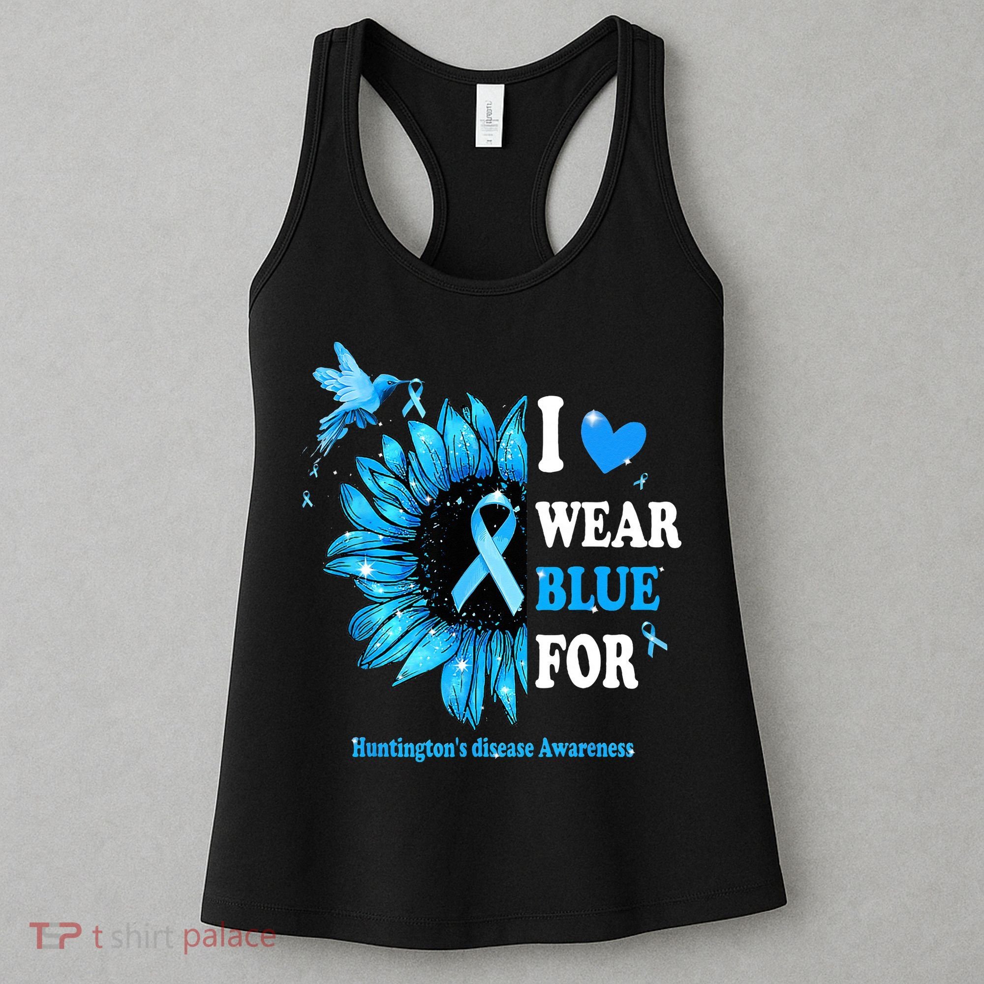 I Wear Blue For Huntington's Disease Awareness Sunflower Women's Tank Top