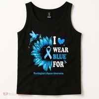 I Wear Blue For Huntington's Disease Awareness Sunflower Tank Top thumb 2