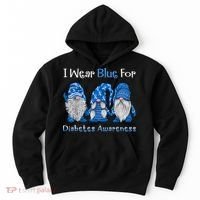 I Wear Blue For Diabetes Awareness Gnomes Blue Hoodie thumb 0