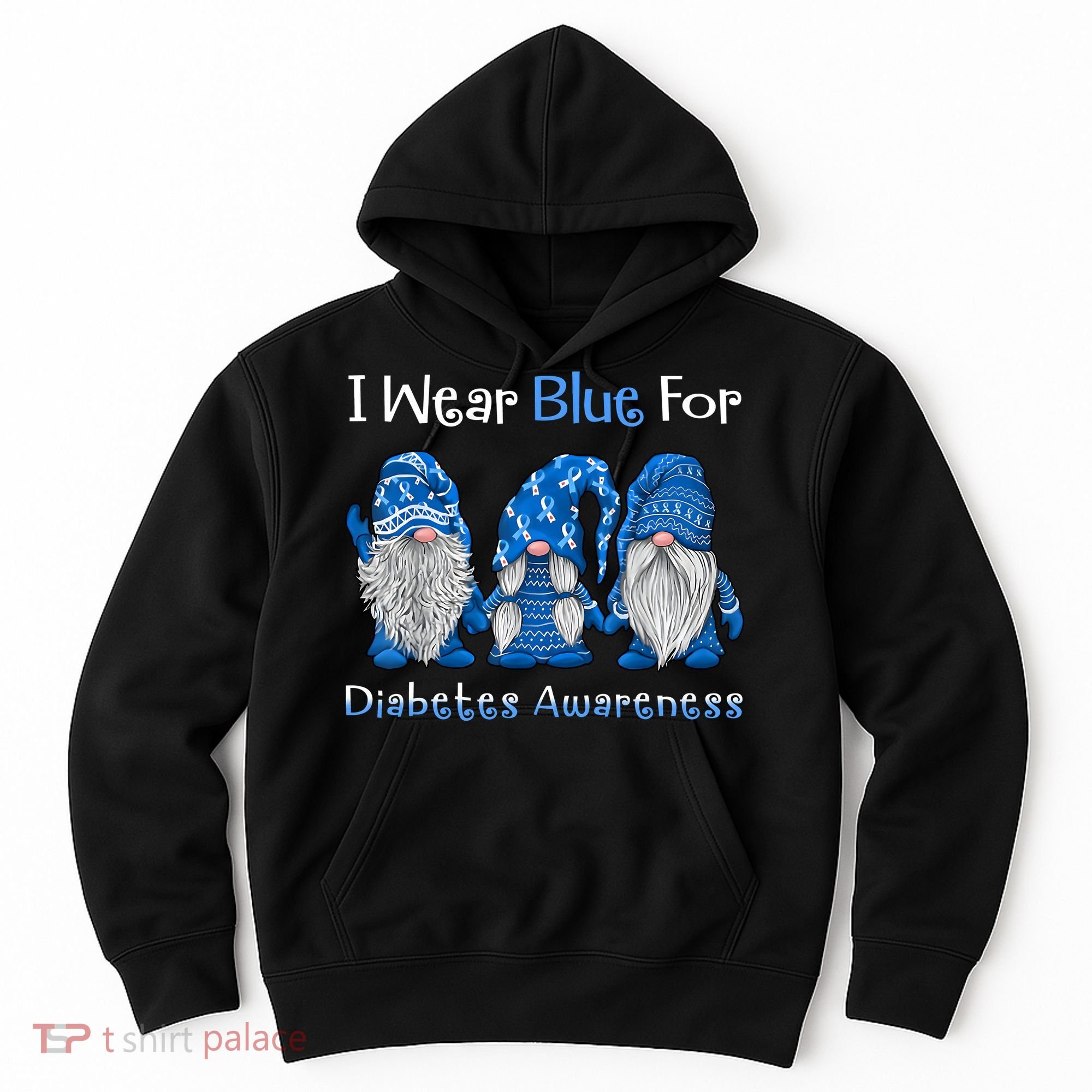 I Wear Blue For Diabetes Awareness Gnomes Blue Hoodie