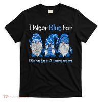 I Wear Blue For Diabetes Awareness Gnomes Blue T-Shirt thumb 0