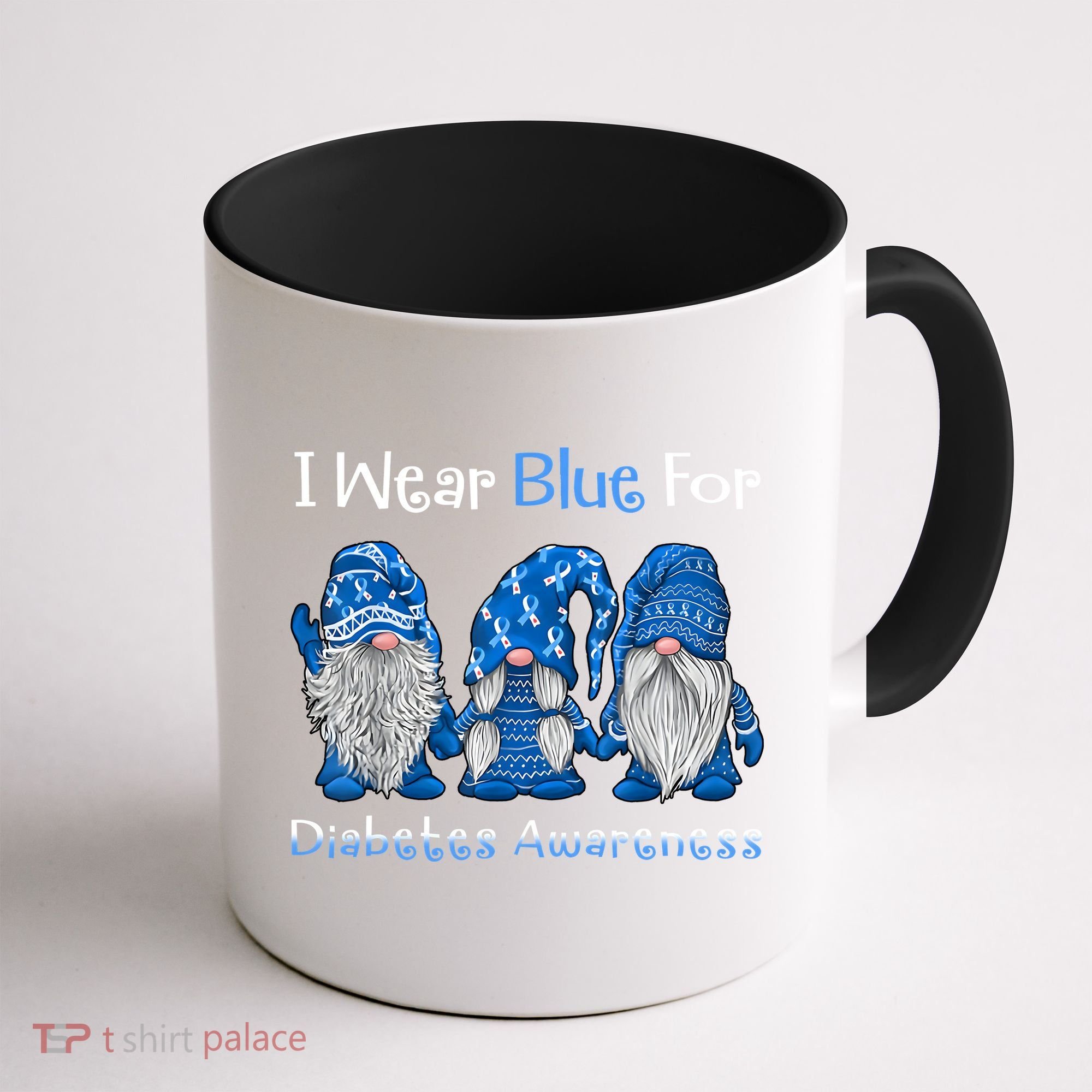 I Wear Blue For Diabetes Awareness Gnomes Blue Coffee Mug