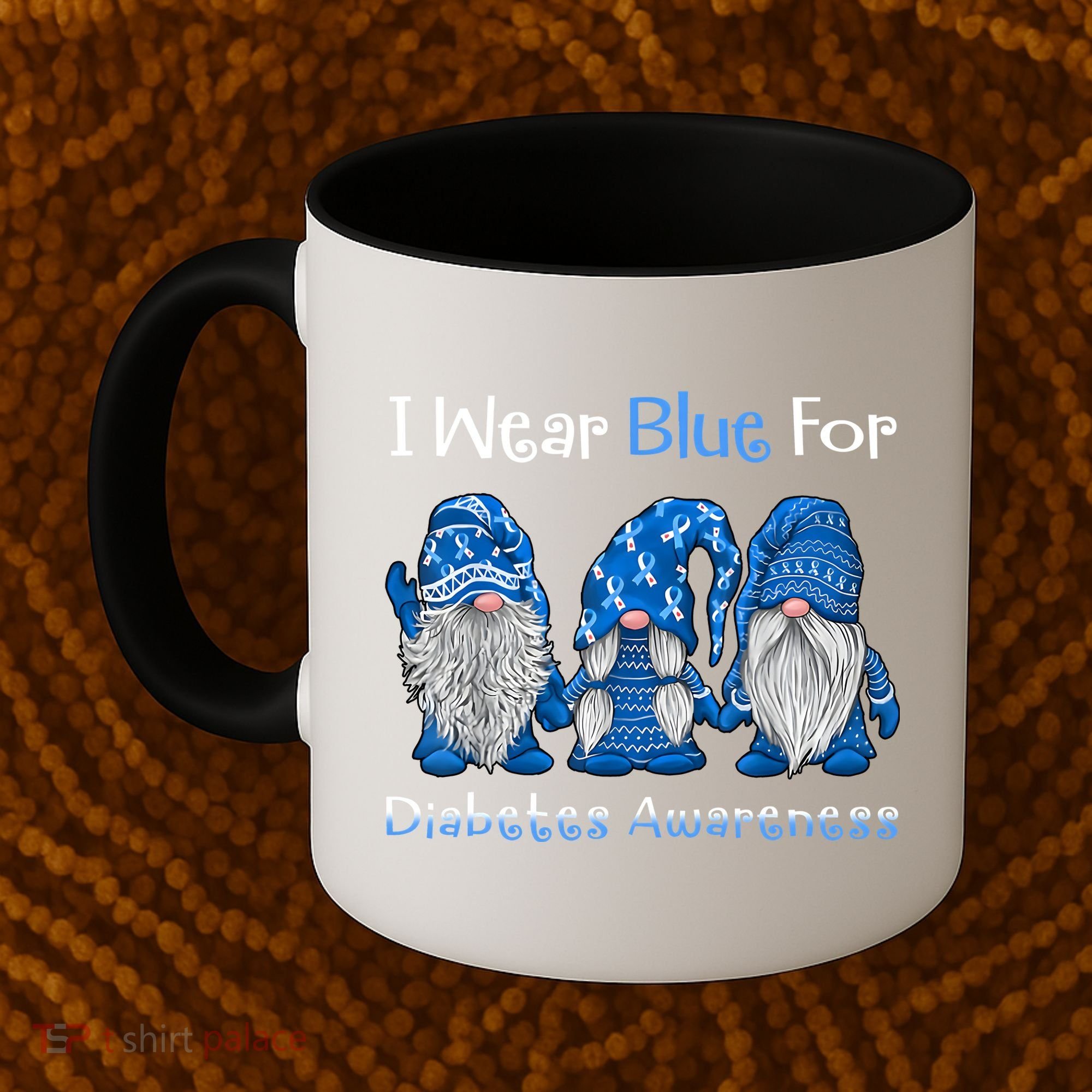 I Wear Blue For Diabetes Awareness Gnomes Blue Coffee Mug