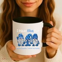 I Wear Blue For Diabetes Awareness Gnomes Blue Coffee Mug thumb 3