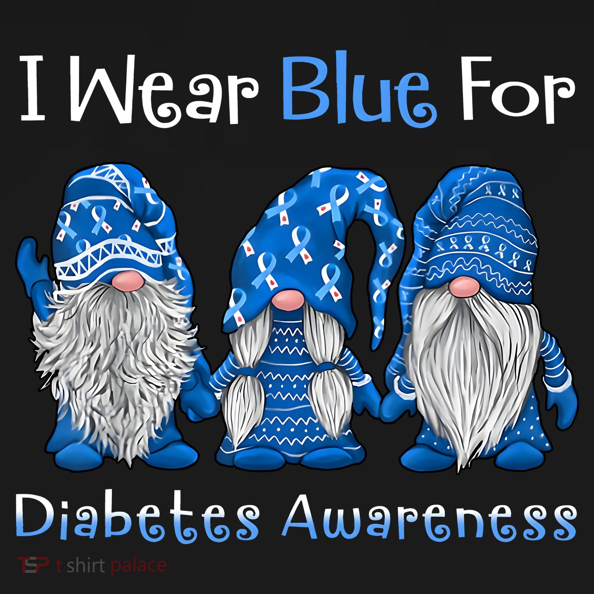 I Wear Blue For Diabetes Awareness Gnomes Blue Women's Hoodie