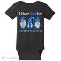 I Wear Blue For Diabetes Awareness Gnomes Blue Baby Bodysuit thumb 0
