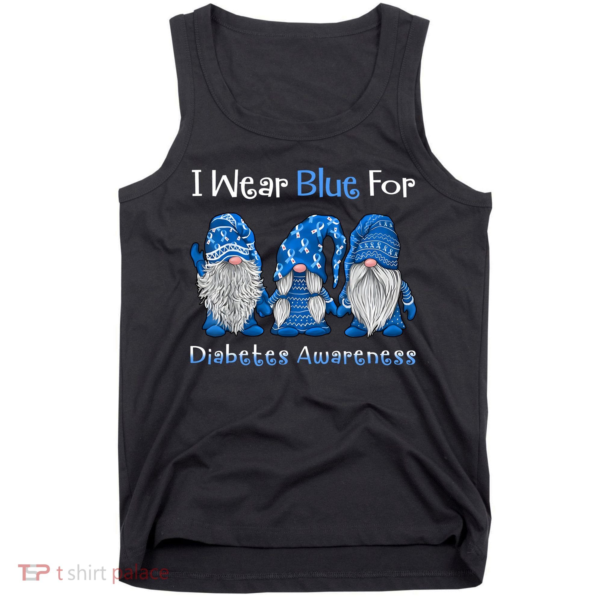 I Wear Blue For Diabetes Awareness Gnomes Blue Tank Top