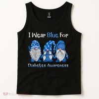 I Wear Blue For Diabetes Awareness Gnomes Blue Tank Top thumb 2