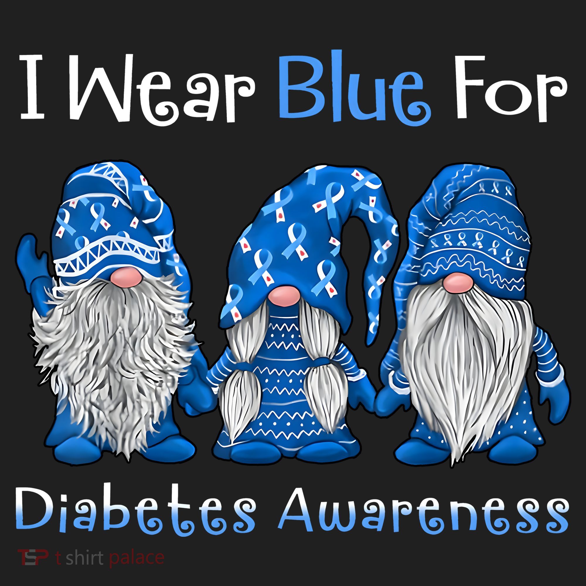 I Wear Blue For Diabetes Awareness Gnomes Blue Golf Towel