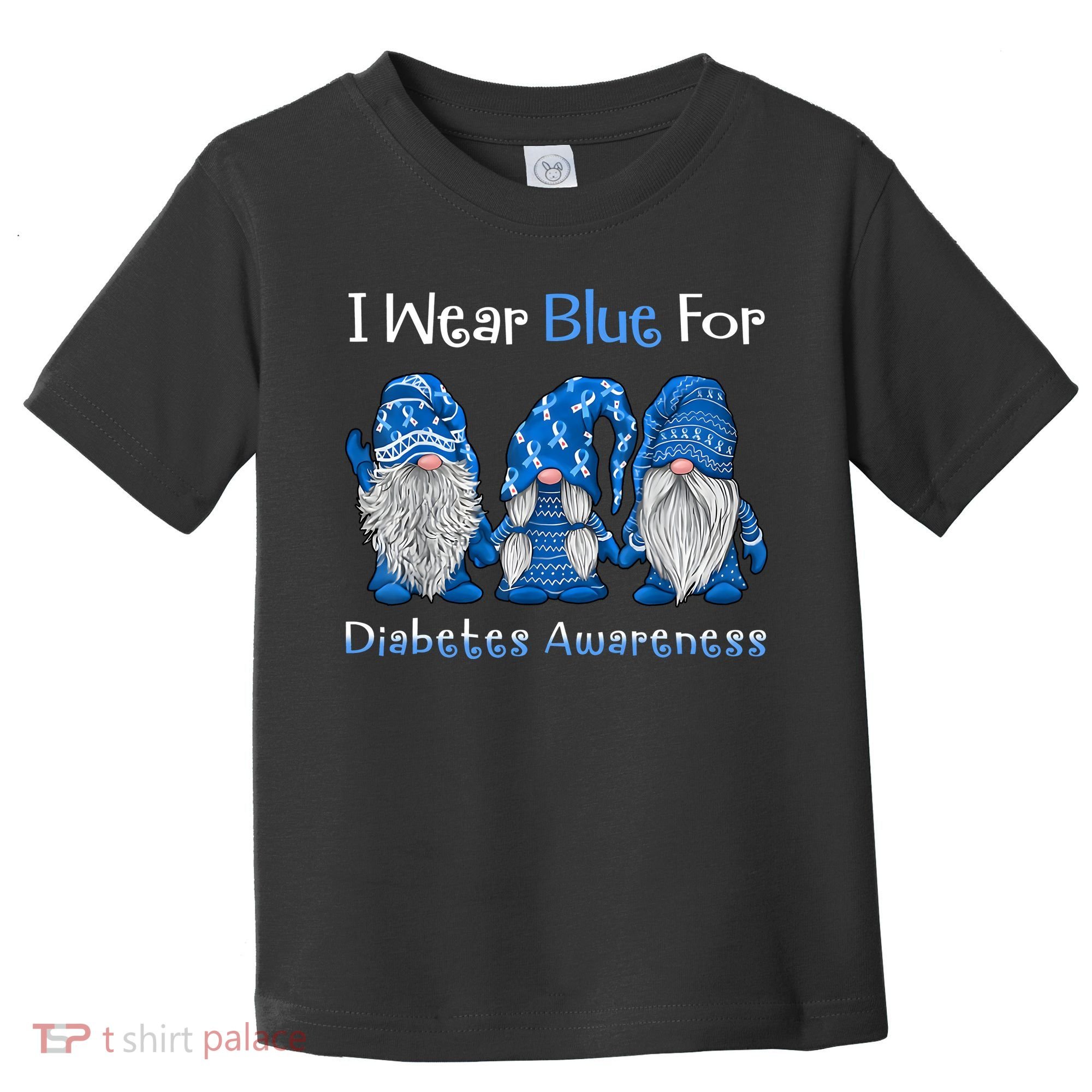 I Wear Blue For Diabetes Awareness Gnomes Blue Toddler T-Shirt