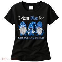 I Wear Blue For Diabetes Awareness Gnomes Blue Women's T-Shirt thumb 0