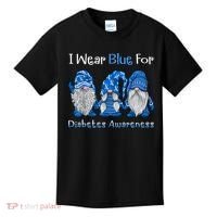 I Wear Blue For Diabetes Awareness Gnomes Blue Kids T-Shirt thumb 0