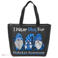 I Wear Blue For Diabetes Awareness Gnomes Blue Tote Bag thumb 0