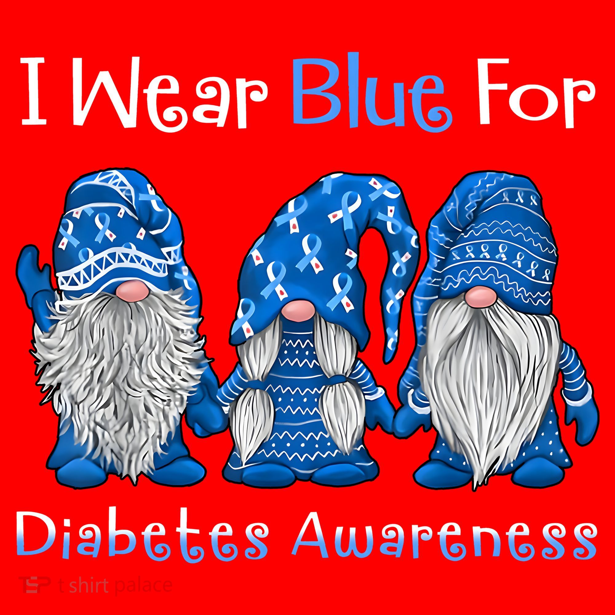 I Wear Blue For Diabetes Awareness Gnomes Blue Santa Hat