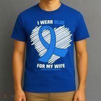 I Wear Blue For My Wife Colon Cancer Awareness Cool Gift T-Shirt thumb 3