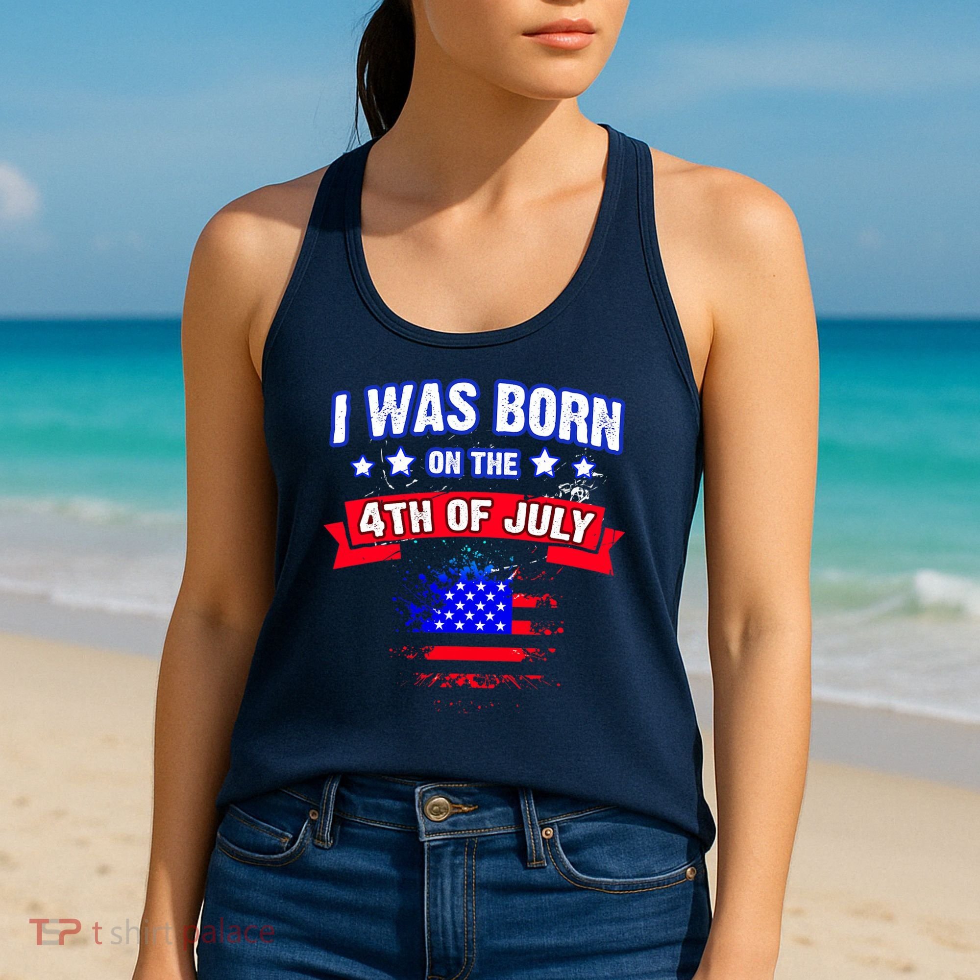 I Was Born On The 4th Of July Gift Women's Tank Top