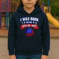 I Was Born On The 4th Of July Gift Kids Hoodie thumb 3