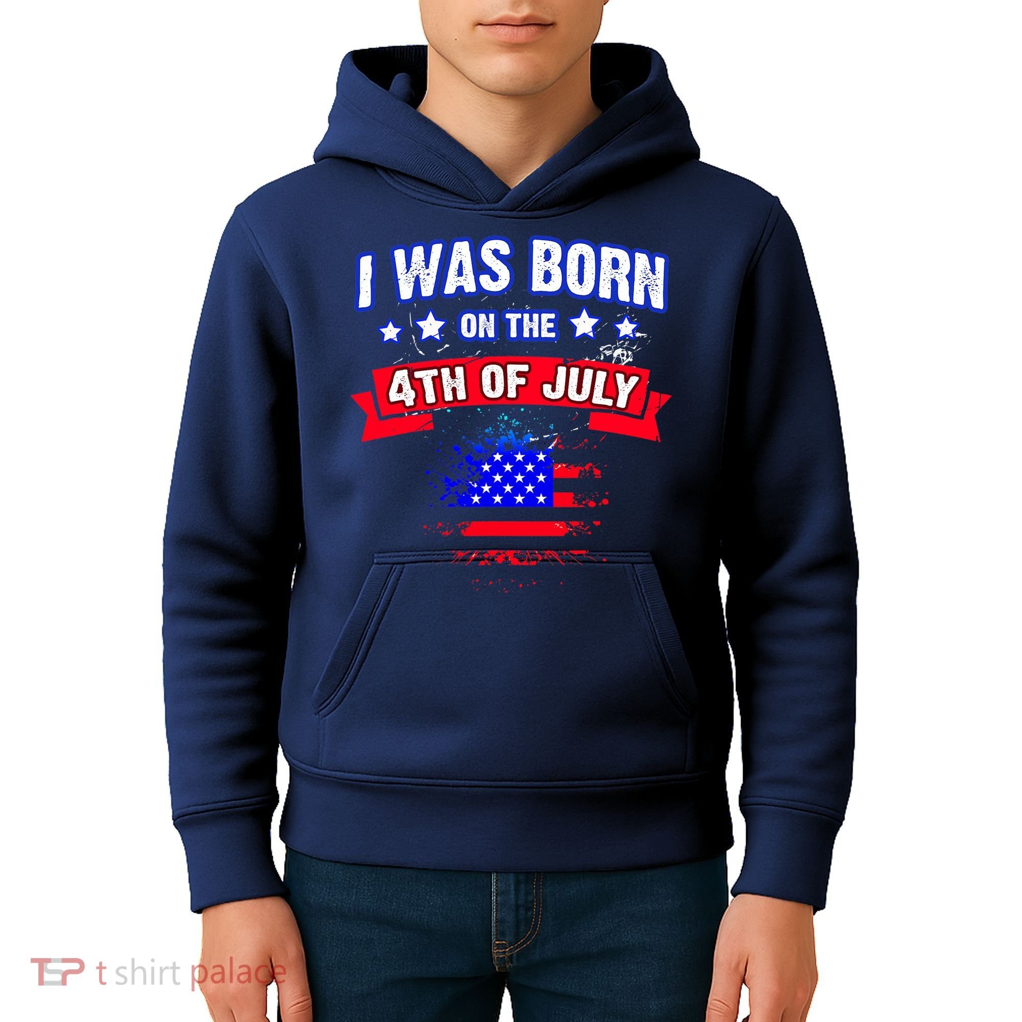 I Was Born On The 4th Of July Gift Kids Hoodie