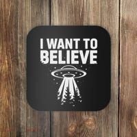 I Want Believe Ufo Alien Spaceship Extraterrestrial Coaster thumb 0
