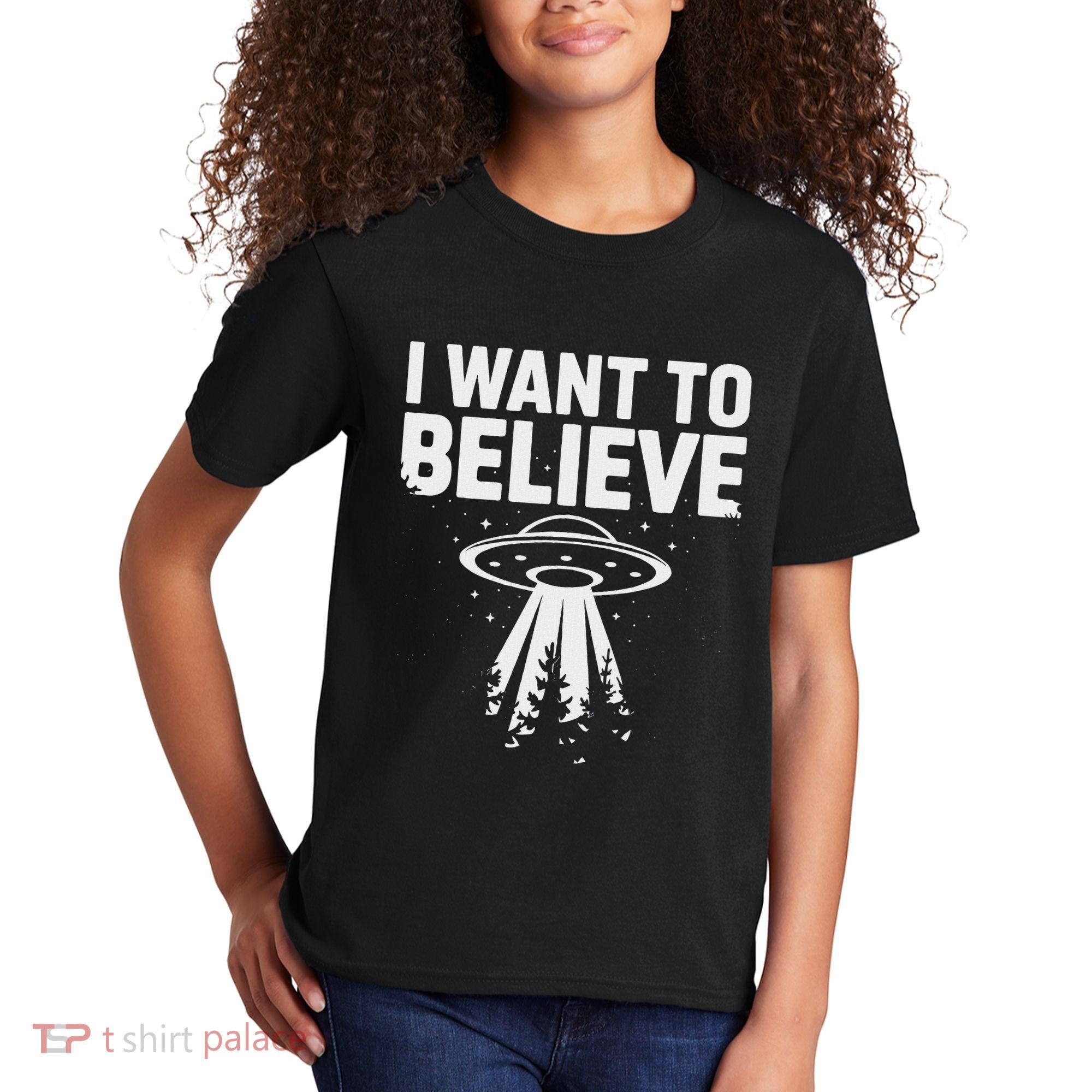 I Want Believe Ufo Alien Spaceship Extraterrestrial Kids T-Shirt