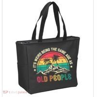 It's Weird Being The Same Age As Old People Sarcastic Retro Tote Bag thumb 2