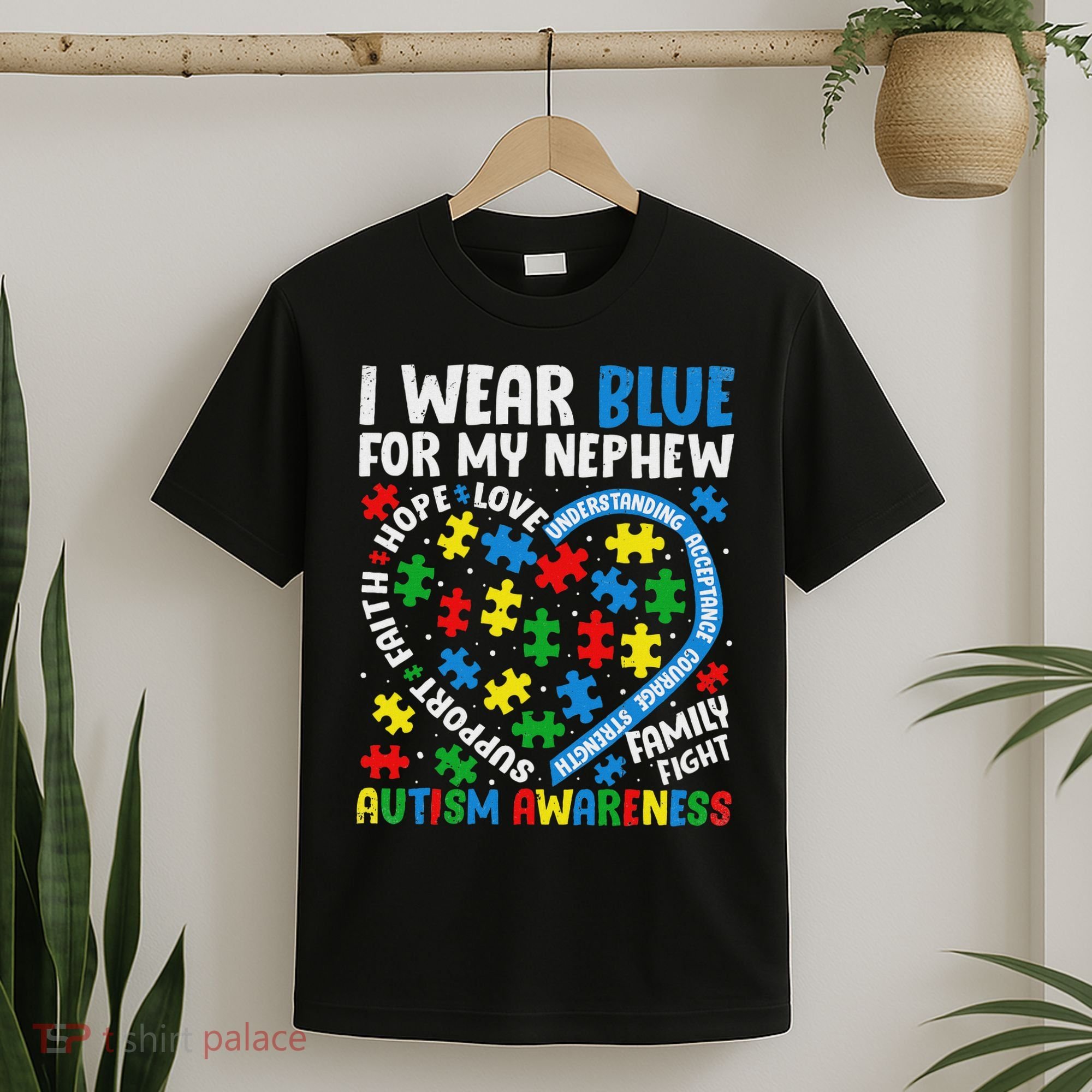 I Wear Blue For My Nephew Autism Awareness Support And Love T-Shirt