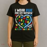 I Wear Blue For My Nephew Autism Awareness Support And Love T-Shirt thumb 4