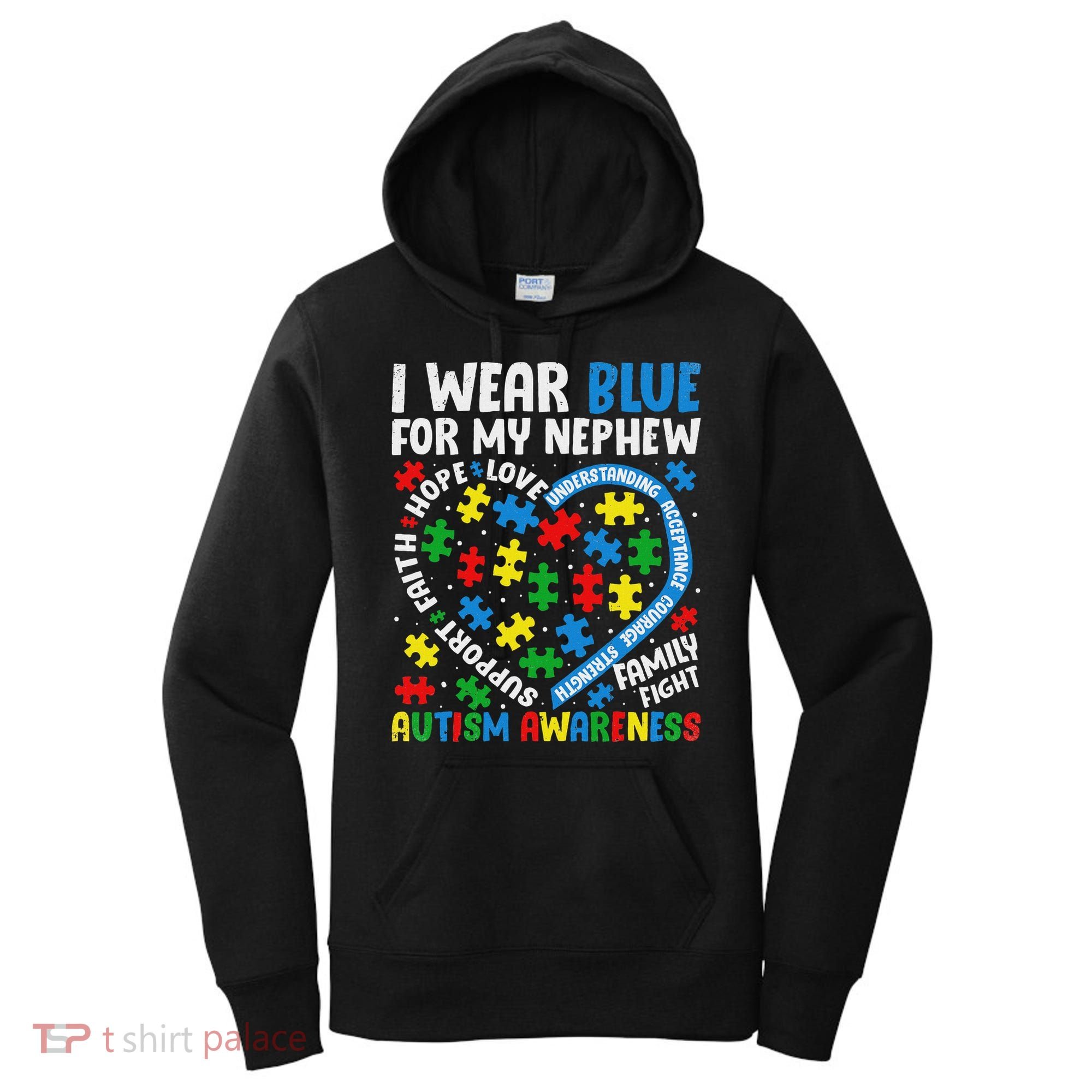 I Wear Blue For My Nephew Autism Awareness Support And Love Women's Hoodie