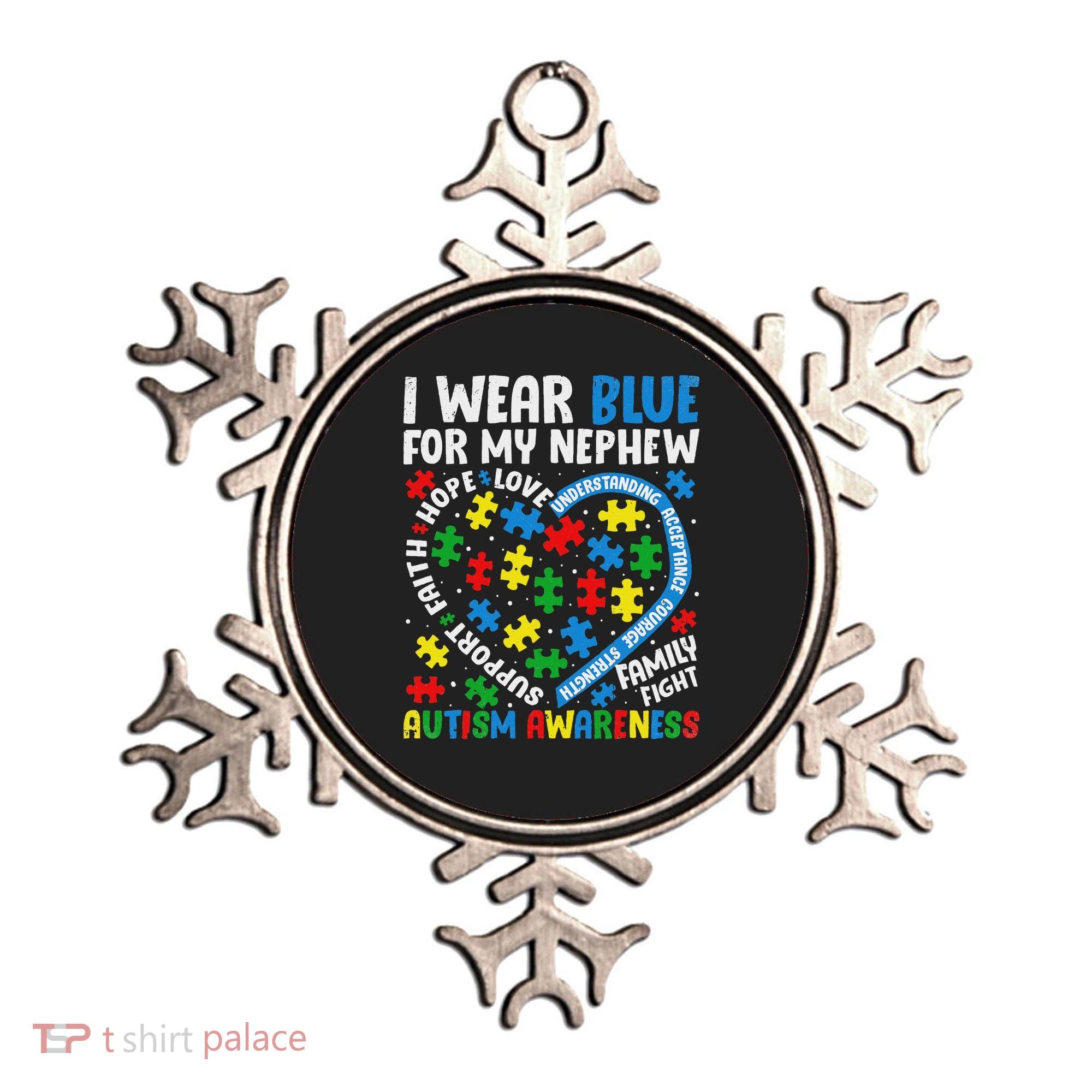 I Wear Blue For My Nephew Autism Awareness Support And Love Ornament