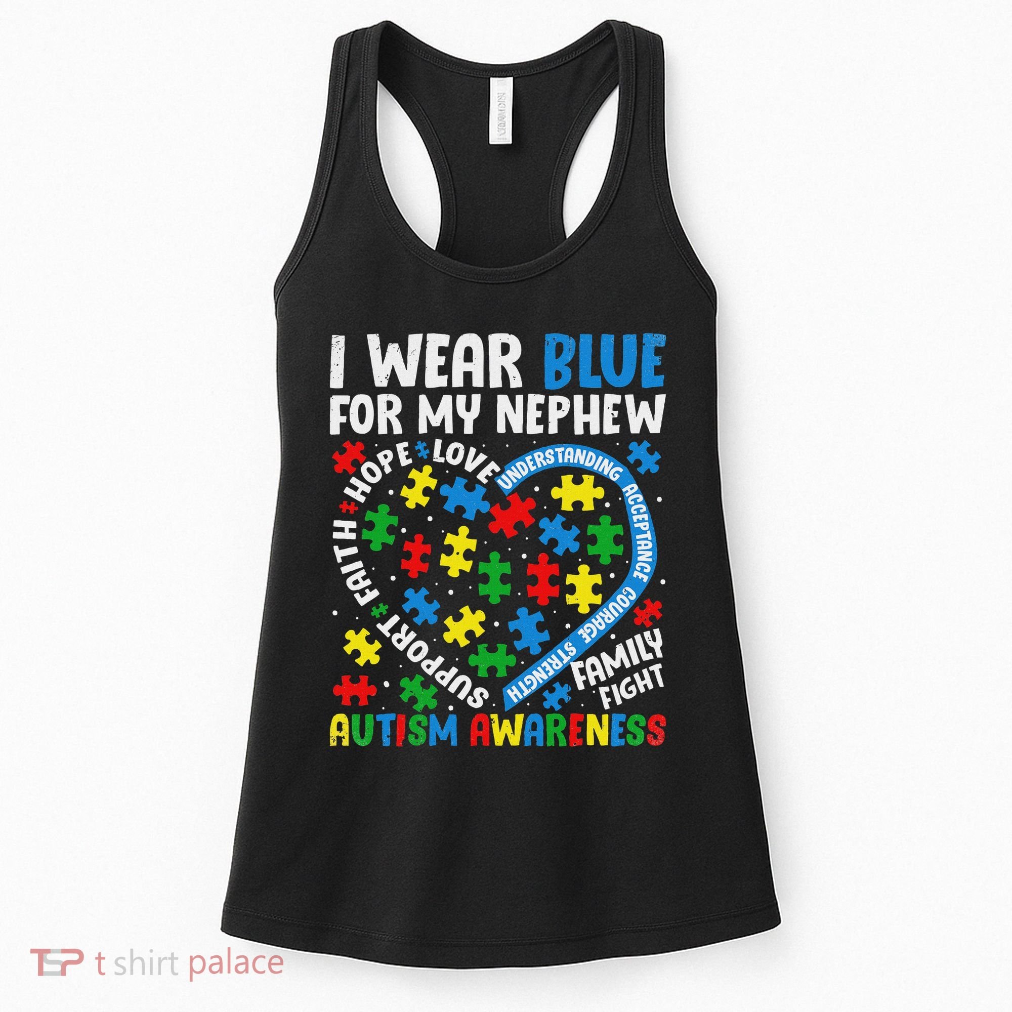 I Wear Blue For My Nephew Autism Awareness Support And Love Women's Tank Top