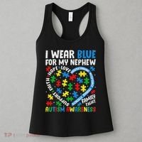 I Wear Blue For My Nephew Autism Awareness Support And Love Women's Tank Top thumb 3