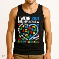 I Wear Blue For My Nephew Autism Awareness Support And Love Tank Top thumb 3