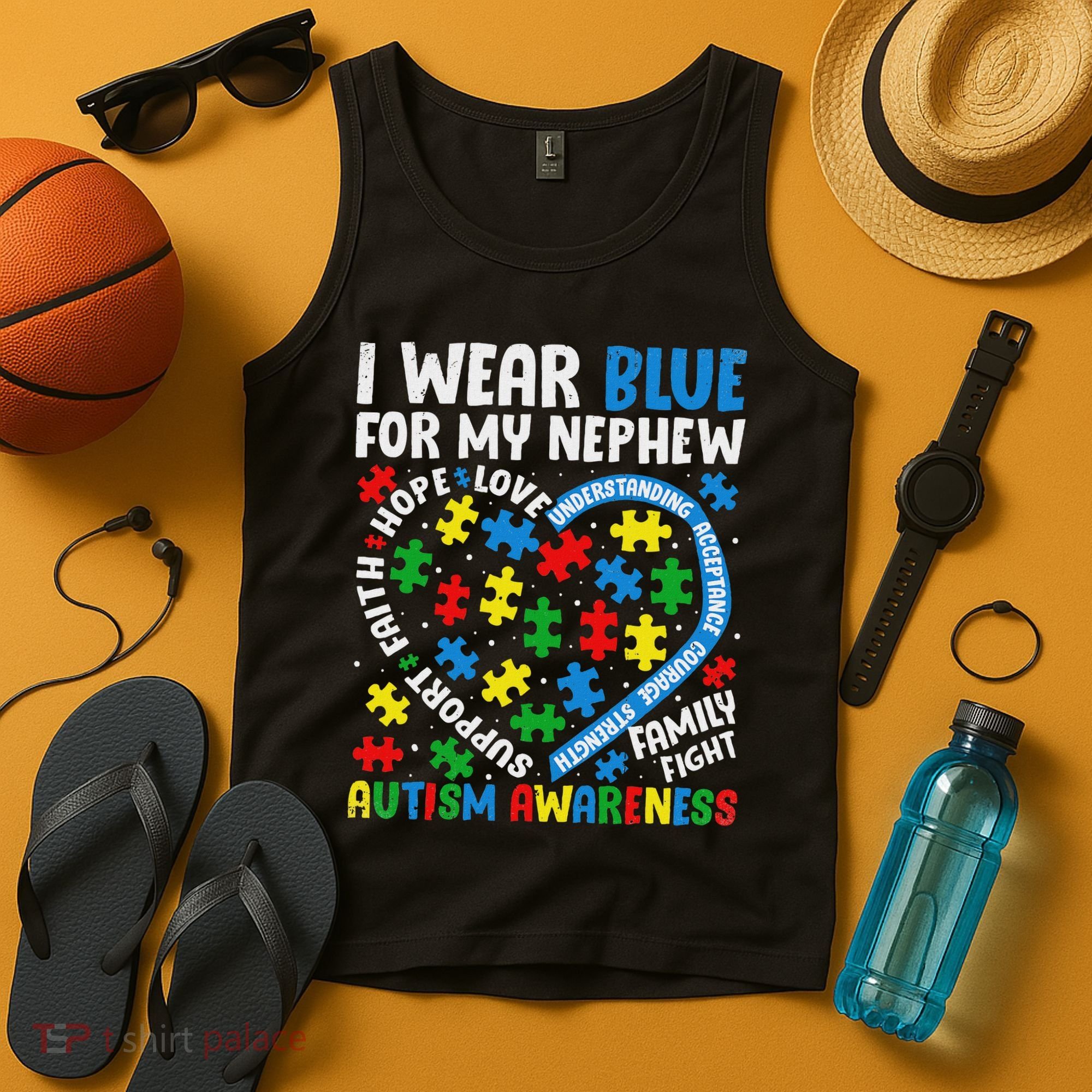I Wear Blue For My Nephew Autism Awareness Support And Love Tank Top