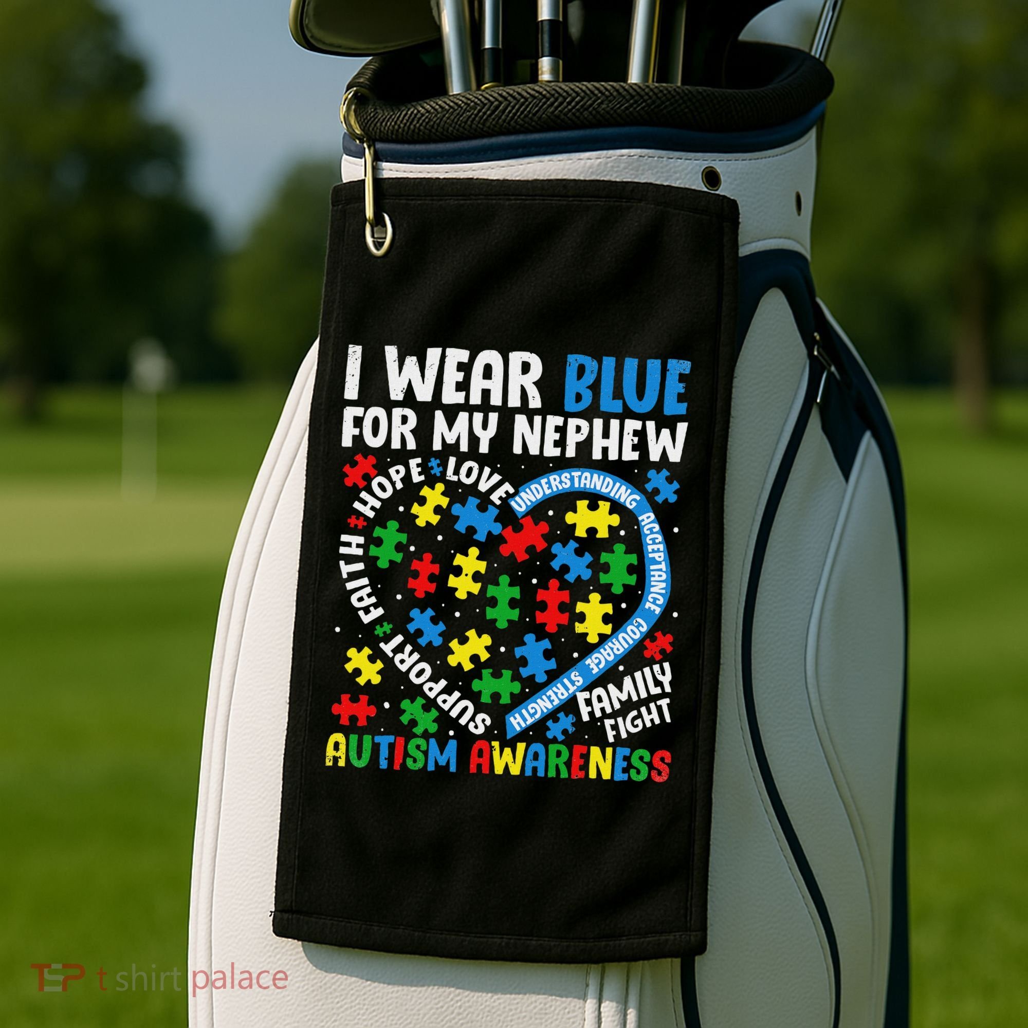 I Wear Blue For My Nephew Autism Awareness Support And Love Golf Towel