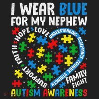 I Wear Blue For My Nephew Autism Awareness Support And Love Golf Towel thumb 3