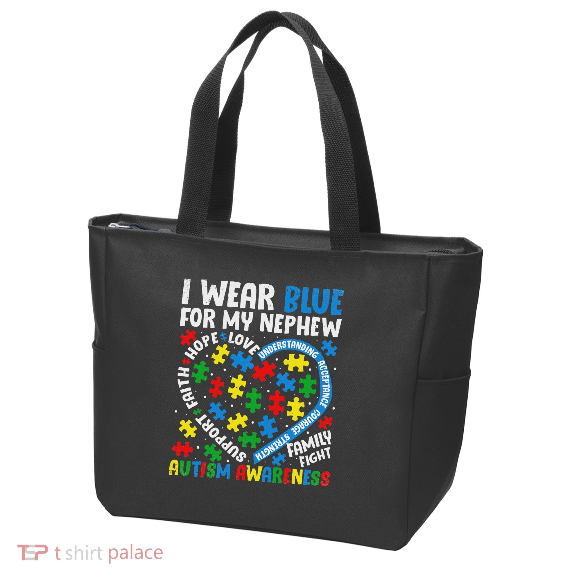 I Wear Blue For My Nephew Autism Awareness Support And Love Tote Bag
