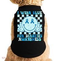 I Wear Blue For Diabetes Awareness month Smile Face Diabetic Doggie Tank thumb 0