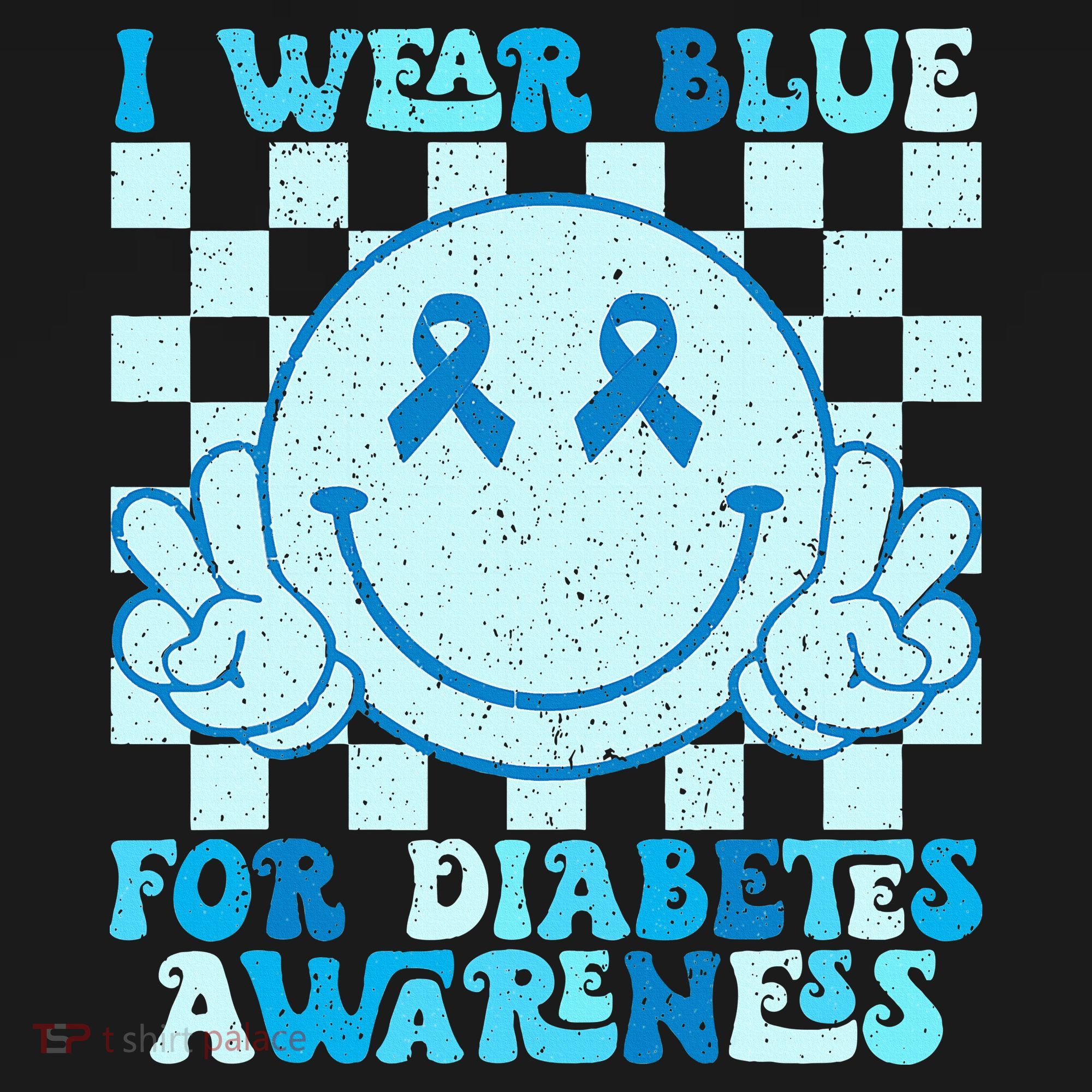 I Wear Blue For Diabetes Awareness month Smile Face Diabetic Long Sleeve Shirt