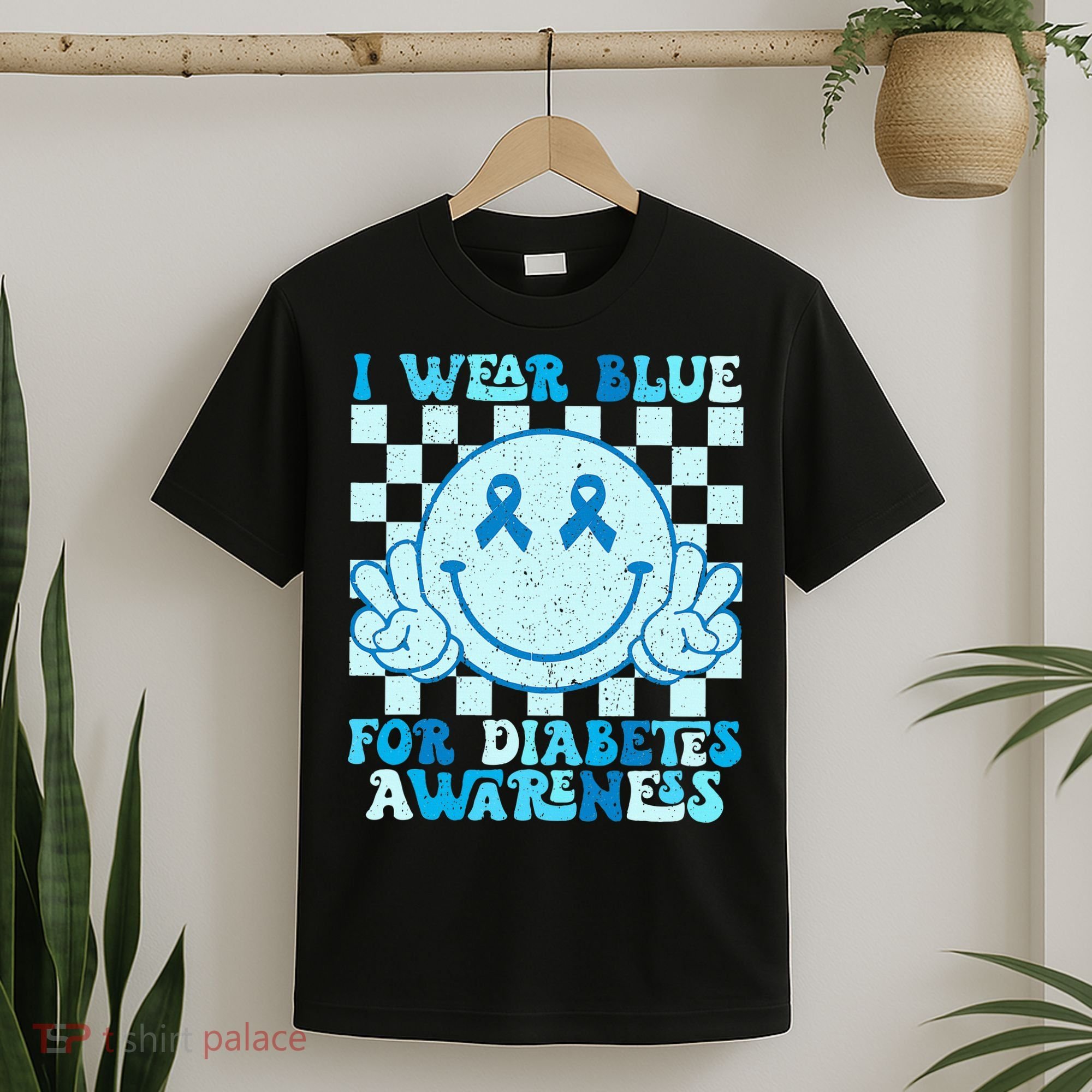 I Wear Blue For Diabetes Awareness month Smile Face Diabetic T-Shirt