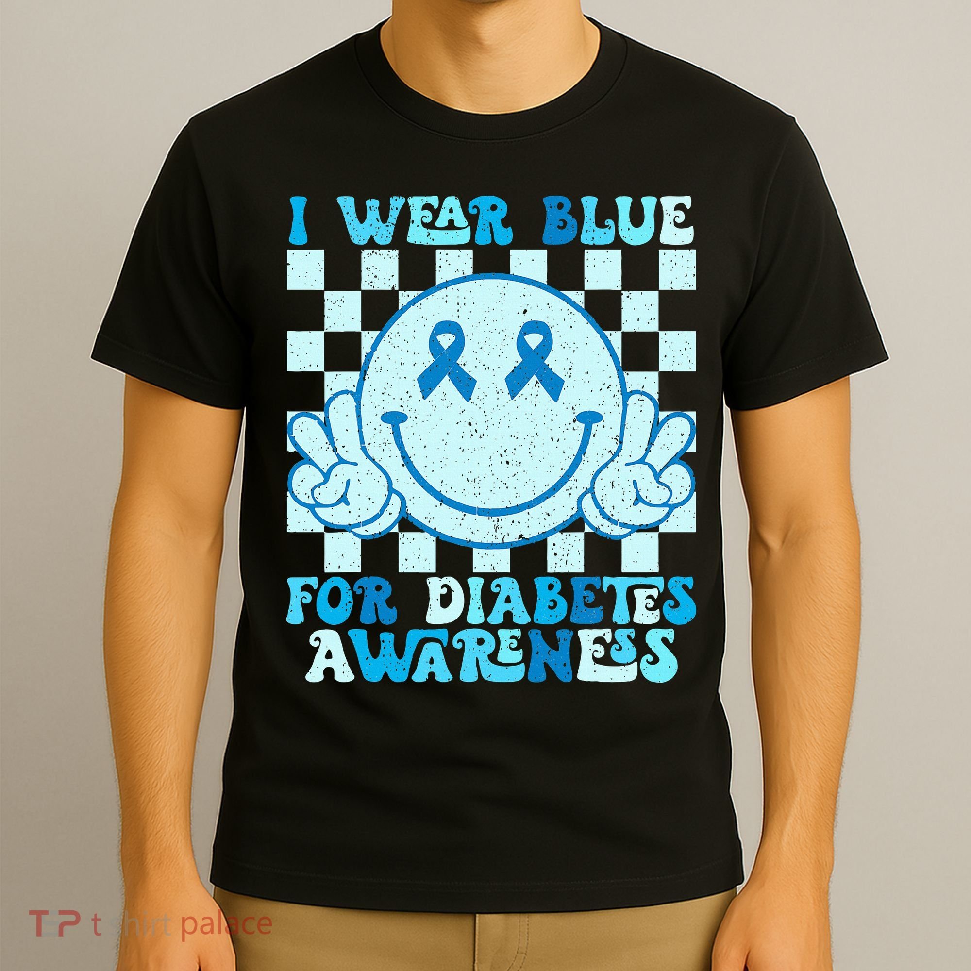 I Wear Blue For Diabetes Awareness month Smile Face Diabetic T-Shirt